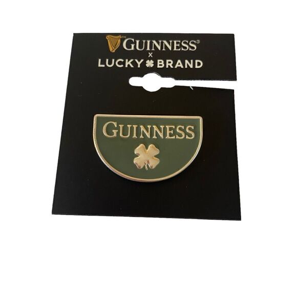 Guinness Clover Pin in Olive Green & Silver. - Picture 1 of 6